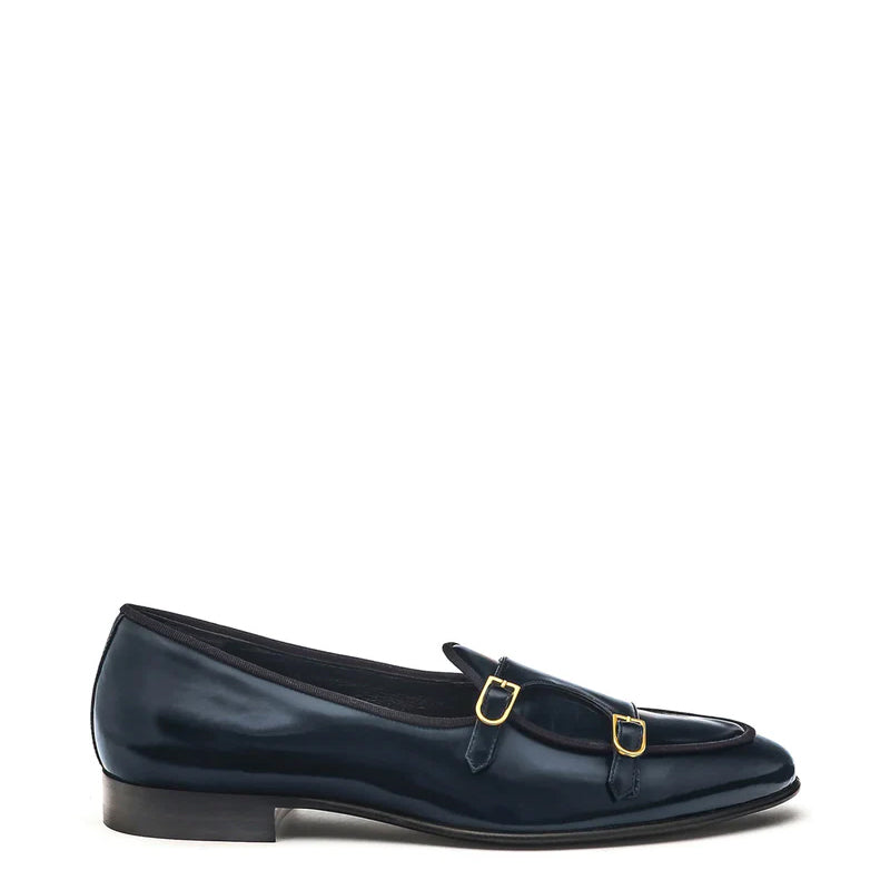 Artimen Navy Double Monk Strap Shoes