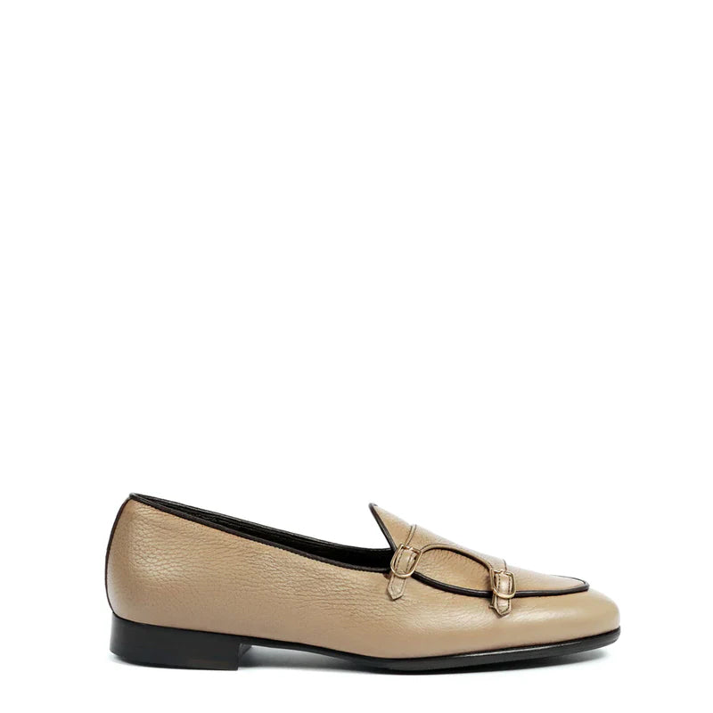 Beige Double Monk Strap Shoes