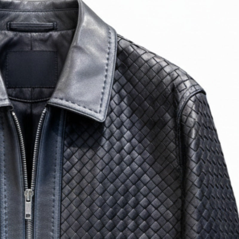 Luxury Woven Textured Leather Jacket