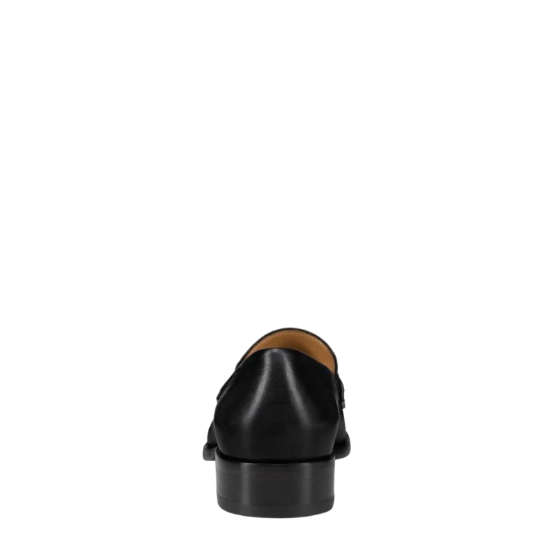 Luxury Leather Black Loafer in Metallic Strap