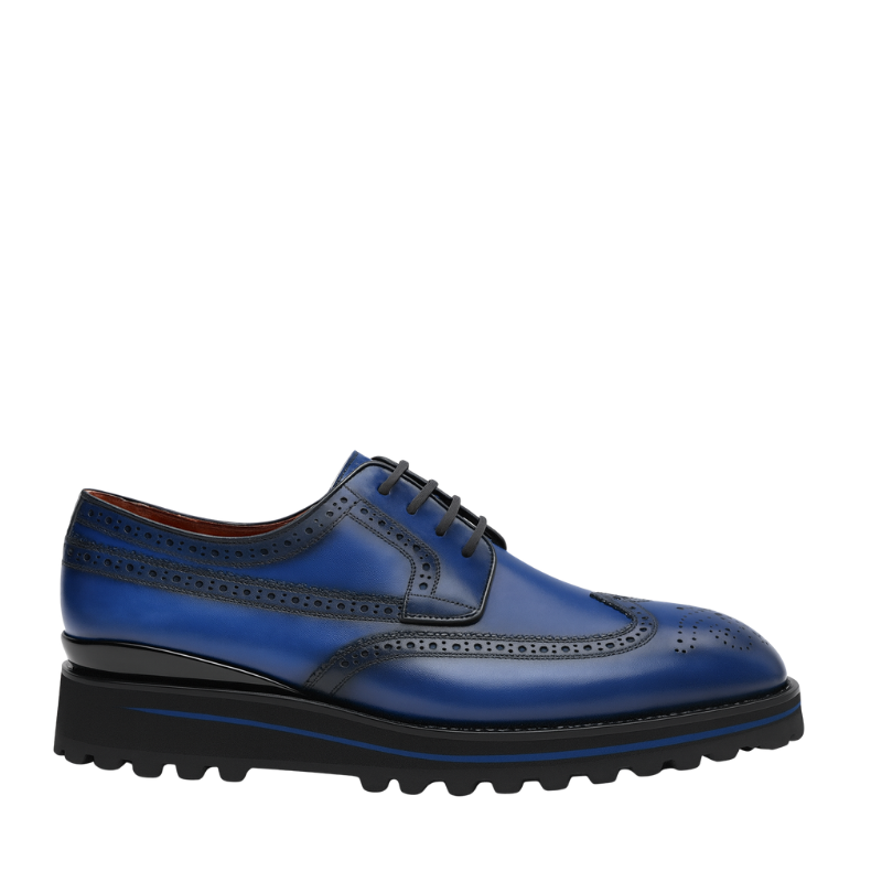 Luxury Shiny Leather Brogue Wingtip Shoe Brown