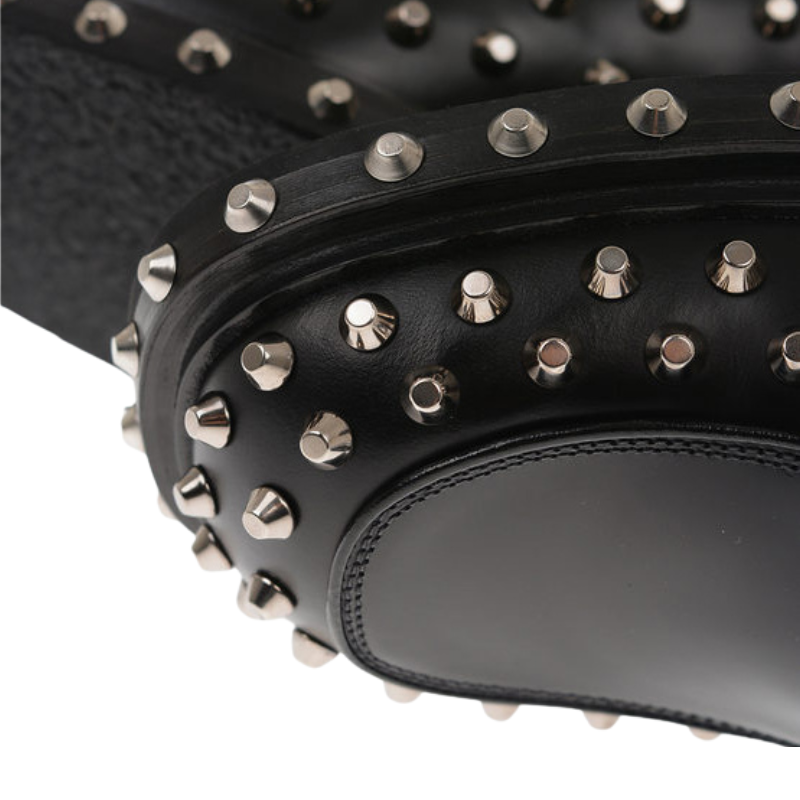 Mens Black Studded Derby Shoes