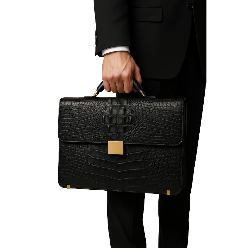 Croco Leather Men s Luxury Briefcase