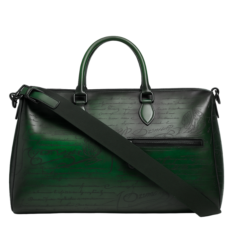 Travel Duffel Leather Green Luggage Bag