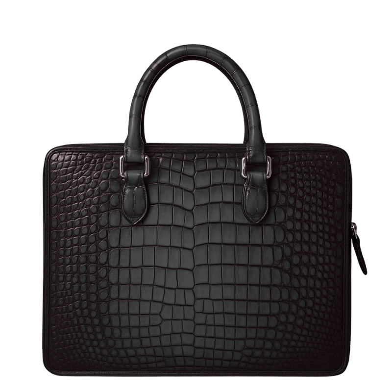 Men's Original Luxury Blue Crocodile Leather Briefcase Bag