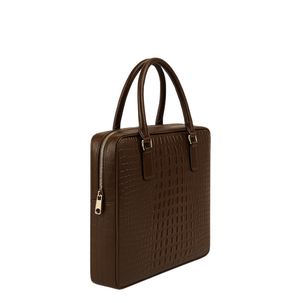 Luxury Croco Leather Men s Luxury Briefcase Casual Bag - Brown