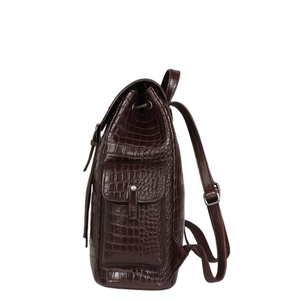 Luxurious croco leather Casual Impeccable Backpack - Brown