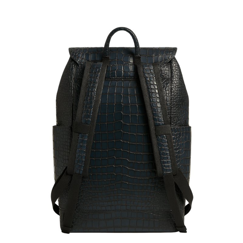black backpack embossed leather Luxury Sleek Croc Embossed Leather Backpack – Italian Shoes Company