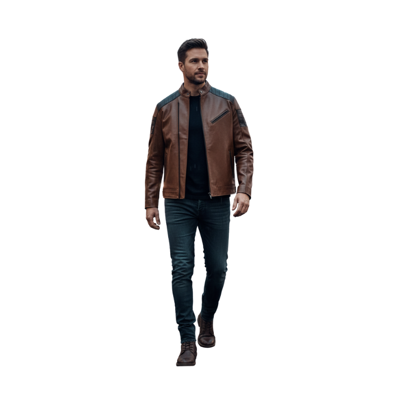 Rider Two-Tone Moto Leather Jacket