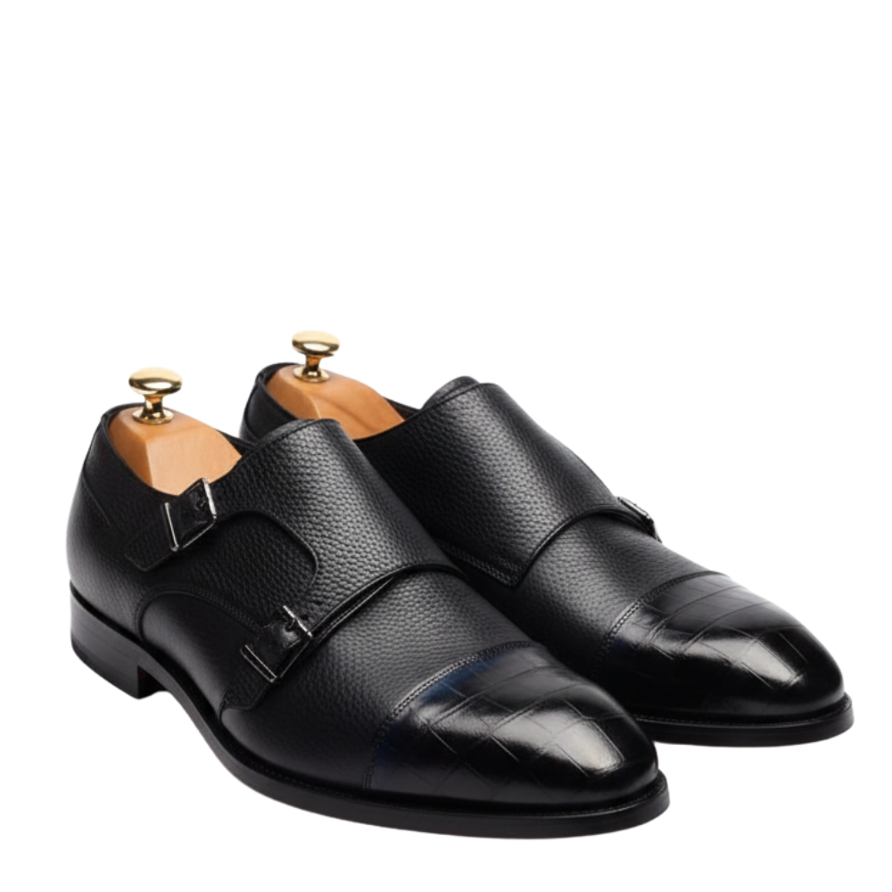 Croc-Cap Double Monk Strap Shoes