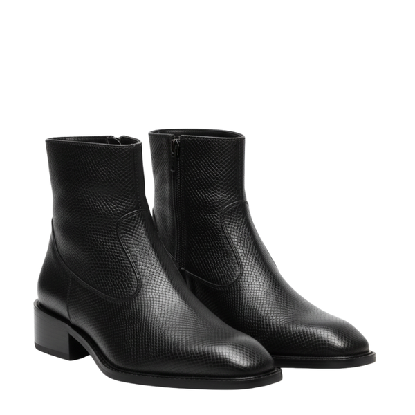 Regent Noir Textured Luxe Ankle Boots