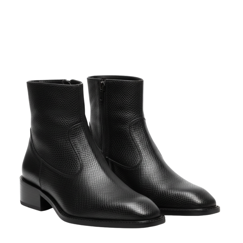 Regent Noir Textured Luxe Ankle Boots