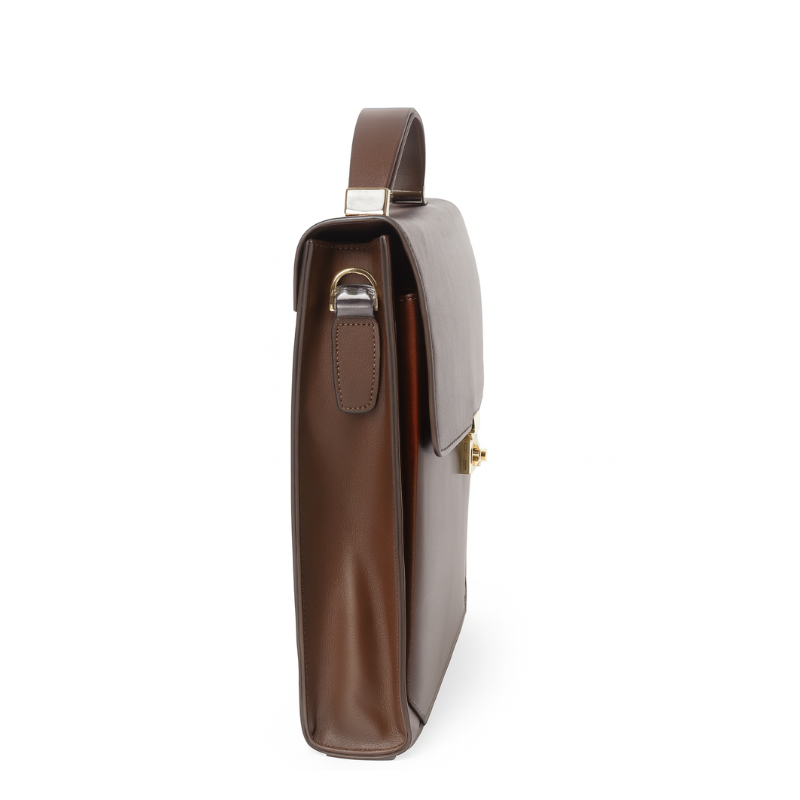 Luxury Plain Leather Brown Duetto Briefcase