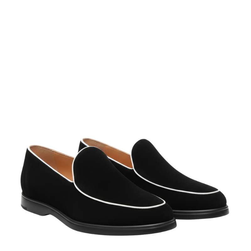 Luxury Contrast Trim Slip-On Venetian Loafers