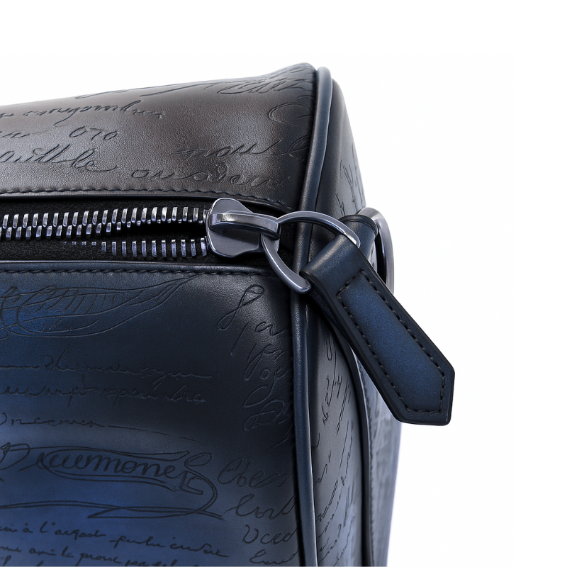 Travel Duffel Leather Blue Luggage Bag