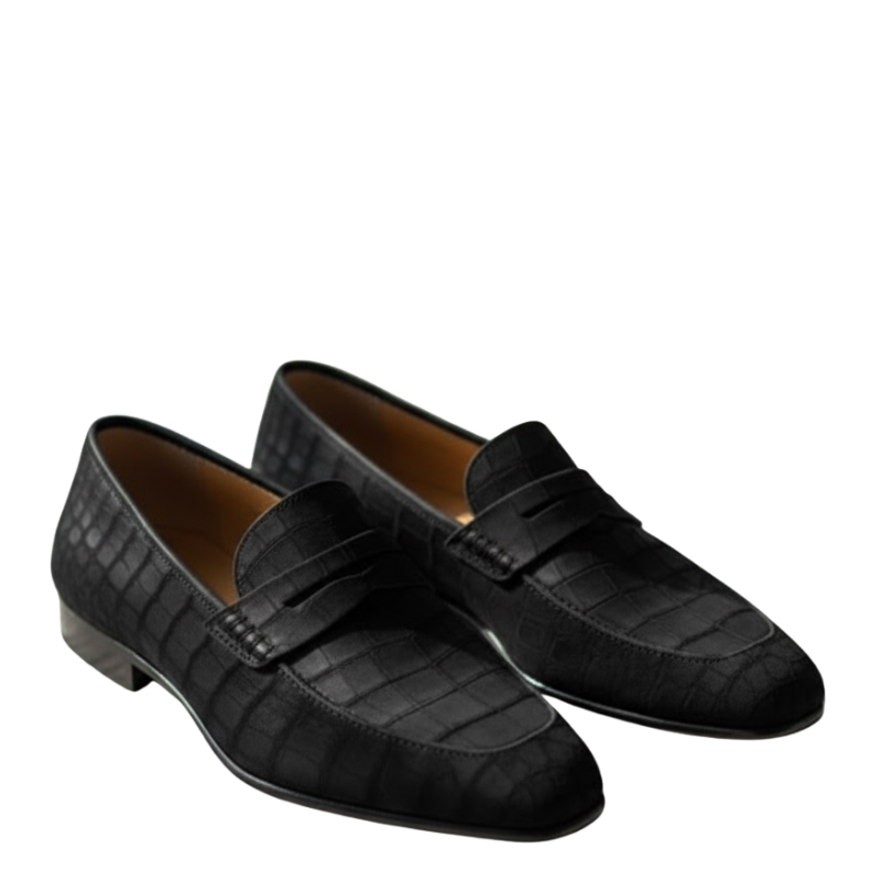 Baron Croc Textured Suede Loafer