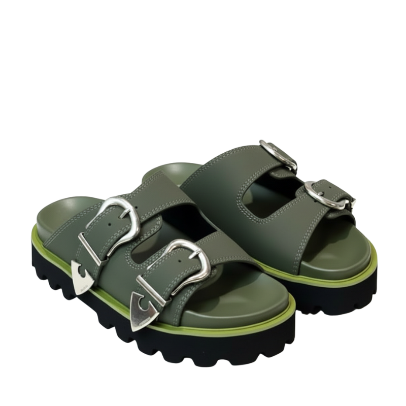 Luxe Streetwear Buckle Sandals in Rugged Sole