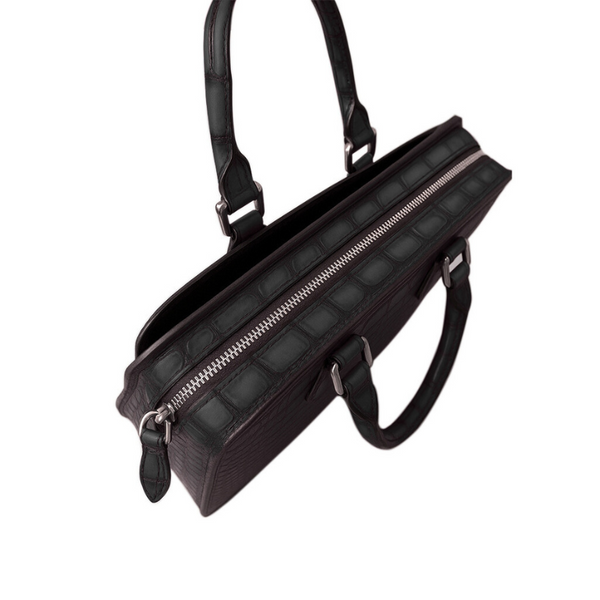 Men s Original Luxury Crocodile Leather Briefcase Bag - Black