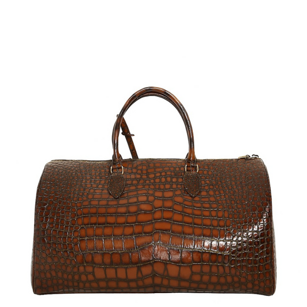 Italian Vintage Crocodile Leather Duffel Bag
