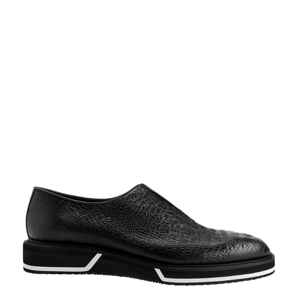 Italian Leather Sneaker with Stylish Hybrid Sole - Black