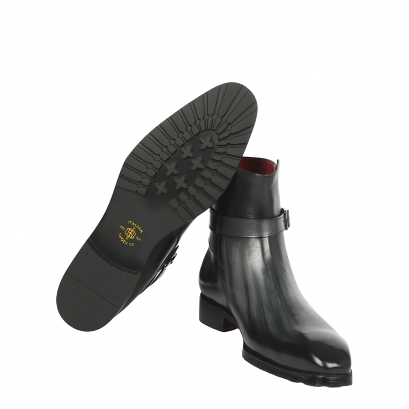 Patina Hand-Painted Leather Jodhpur Boot Black and Grey