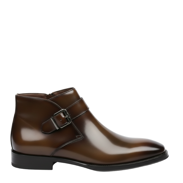 Classic Monk Strap Ankle Boots - Brown