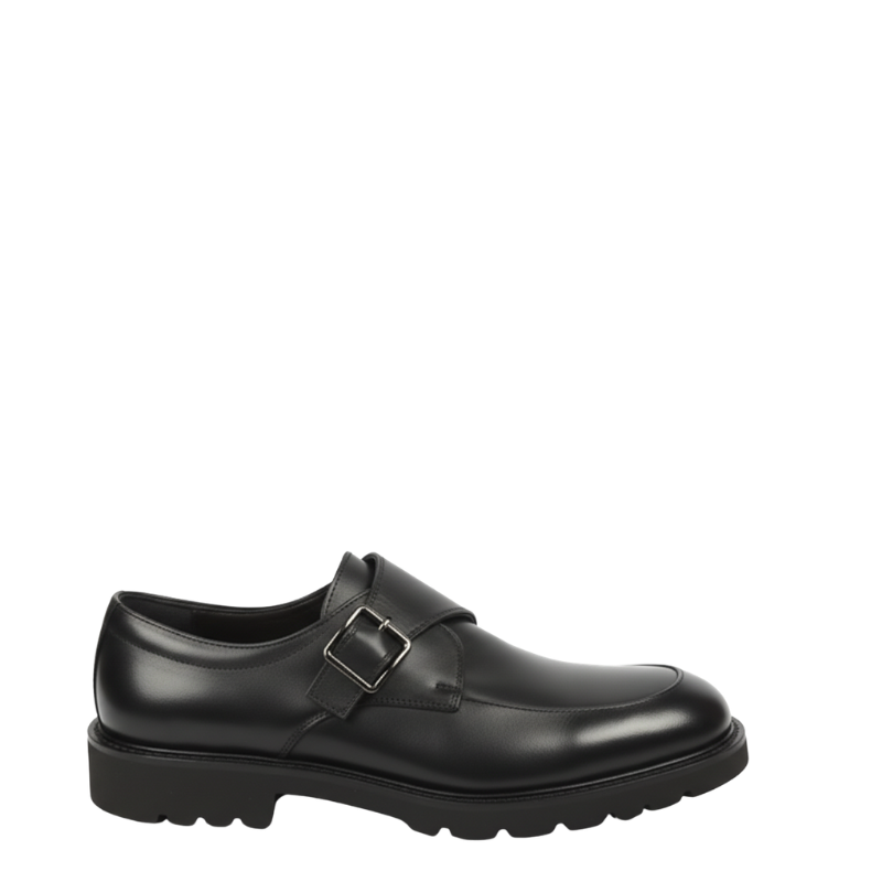 Classic Leather Buckle-strap Monk Shoes