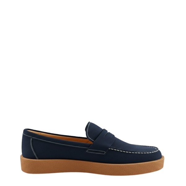 Rustic Crepe Sole Penny Loafers - Blue