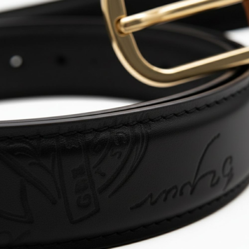 Midnight Script Gold Buckle Belt