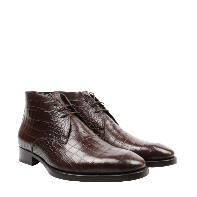 Croco Textured Leather Choco Stylish Chukka Boots