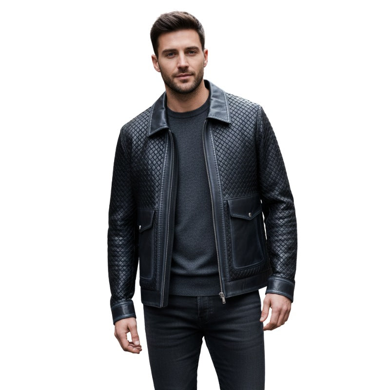 Luxury Woven Textured Leather Jacket