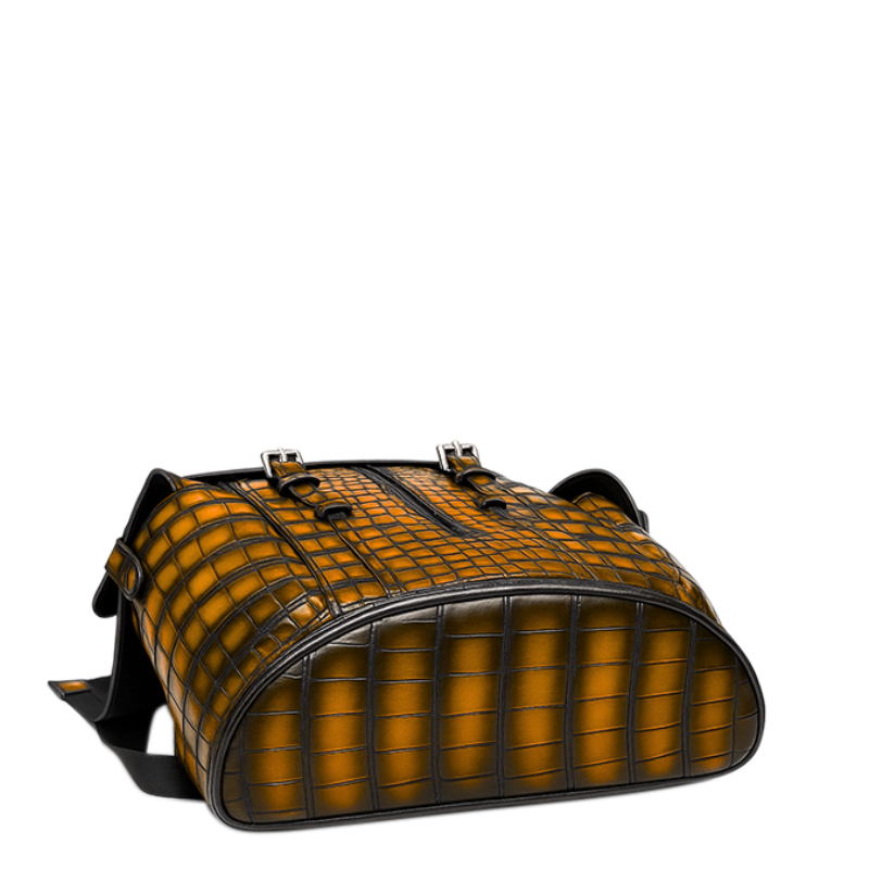 Luxury Burgundy Croco Leather Backpack