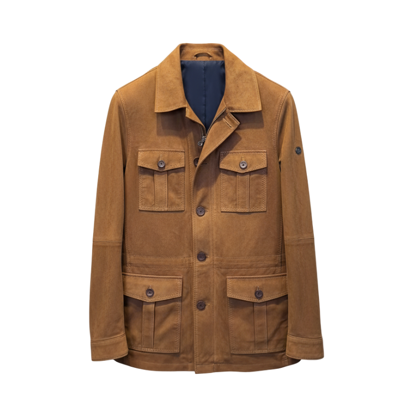 Luxury Suede Four Flap Pockets Field Coat