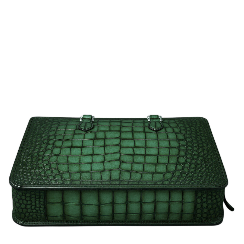 Men's Original Luxury Blue Crocodile Leather Briefcase Bag