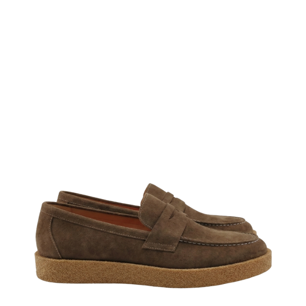 Rustic Crepe Sole Penny Loafers - Coffee Brown