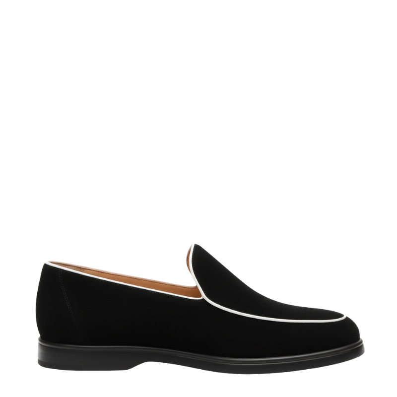 Luxury Contrast Trim Slip-On Venetian Loafers
