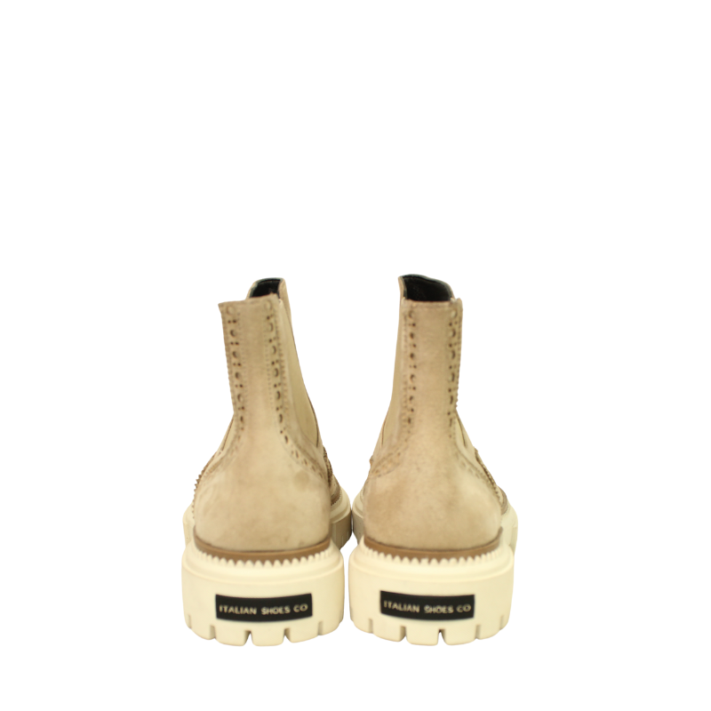 Italian Suede Leather Beige Chelsea Ankle Boot