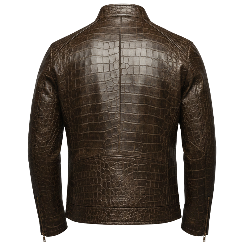 Crocodile Luxe Vintage Rider Leather Jacket