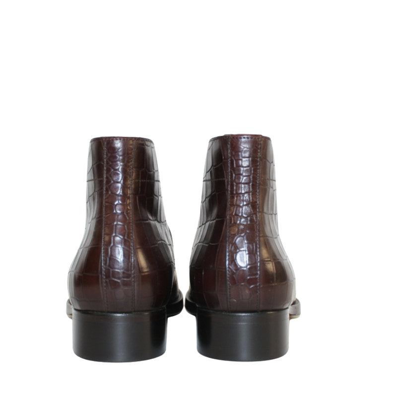 Croco Textured Leather Choco Stylish Chukka Boots