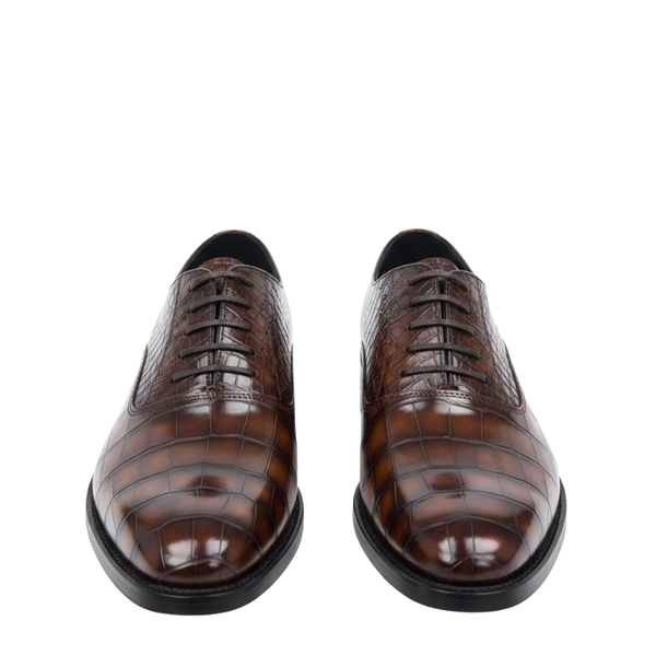 Textured Croc Finish Oxford Shoes