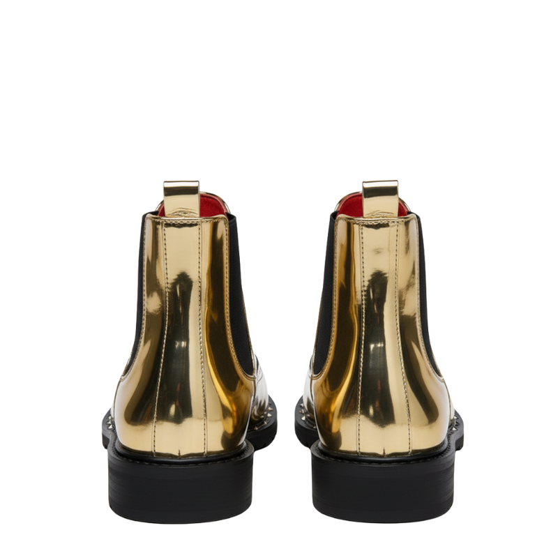 Regal Gold Mirror Brogue Chelsea Boots