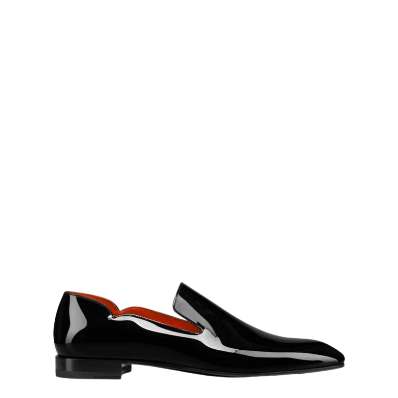 Luxury Black Patent Leather Loafers With Wavy Top Edge