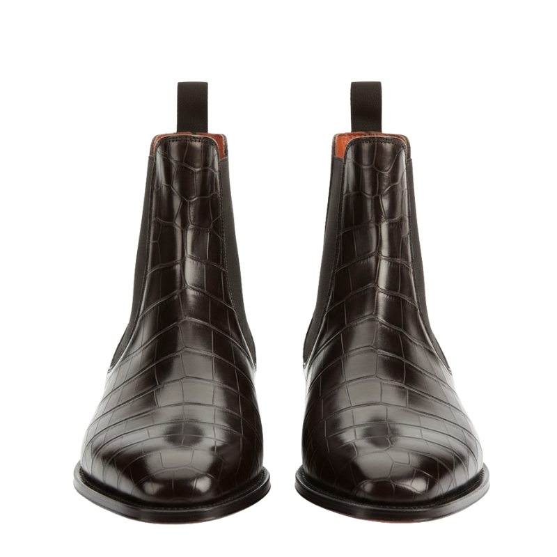 Midnight Croc Texture Dark Chelsea Boots