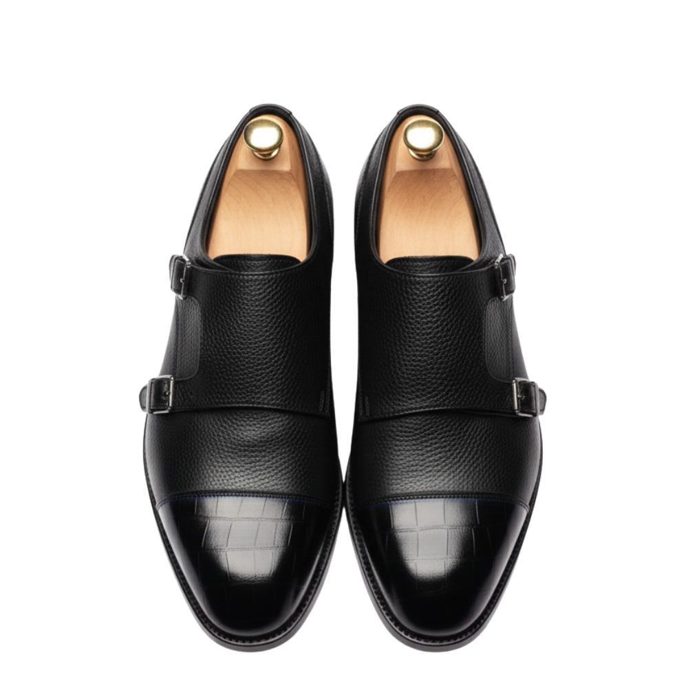 Croc-Cap Double Monk Strap Shoes