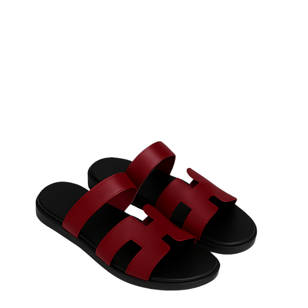 Luxury Patent Leather Sandal for Men - Burgundy