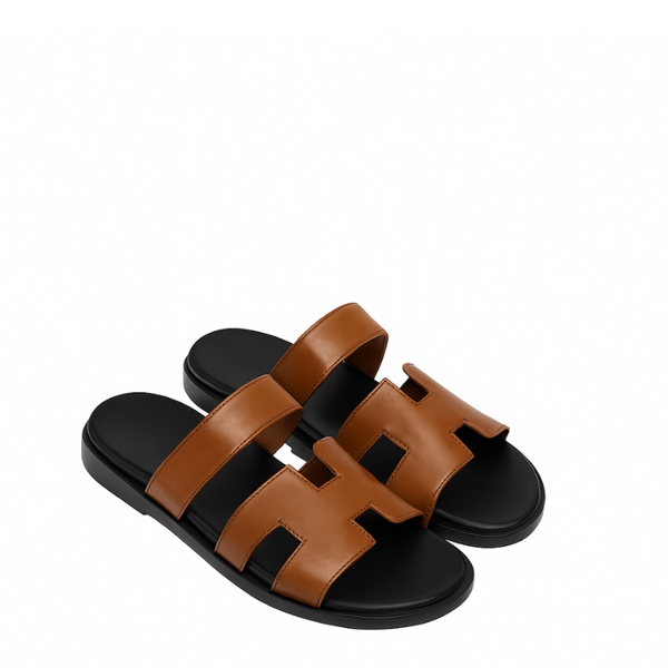 Luxury Patent Leather Sandal for Men - Brown