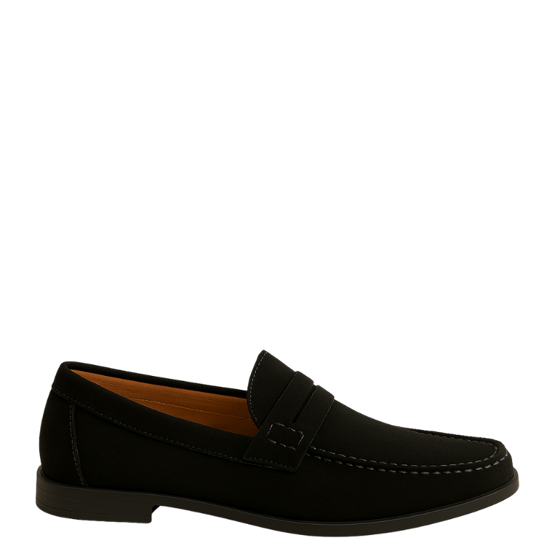 Italian Suede Penny Black Loafer for Men's