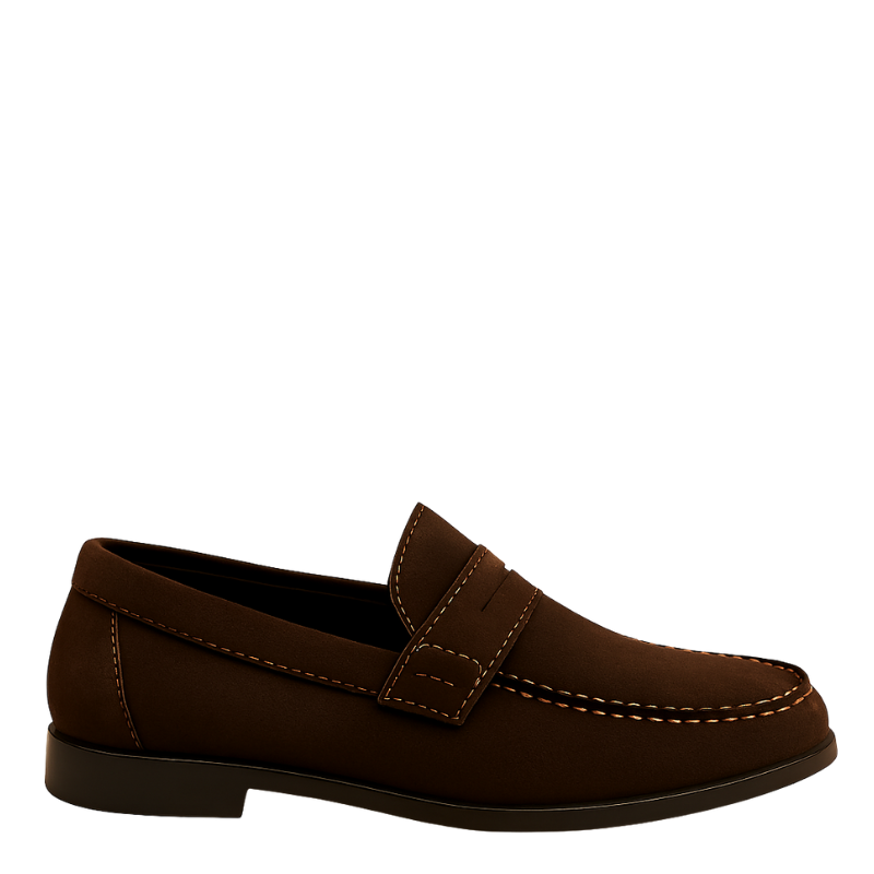 Italian Suede Penny Brown Loafer for Men's