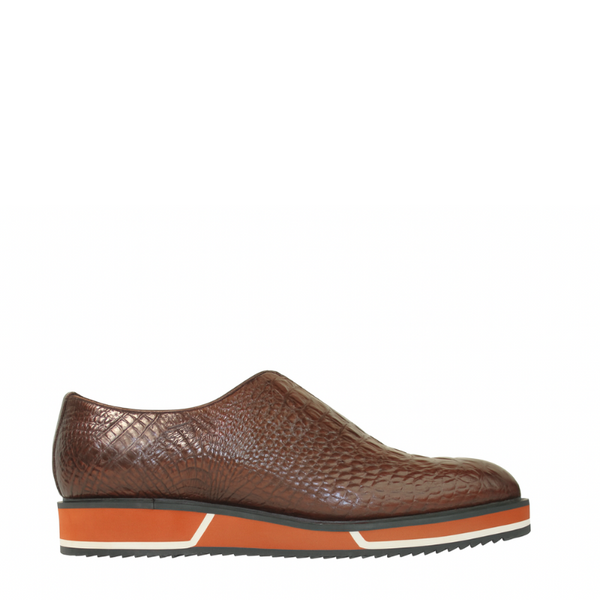 Italian Leather Sneaker with Stylish Hybrid Sole - Dark Brown