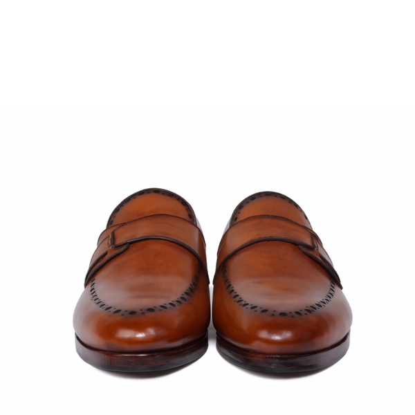 Mens Leather Slip on With Stitch Detail